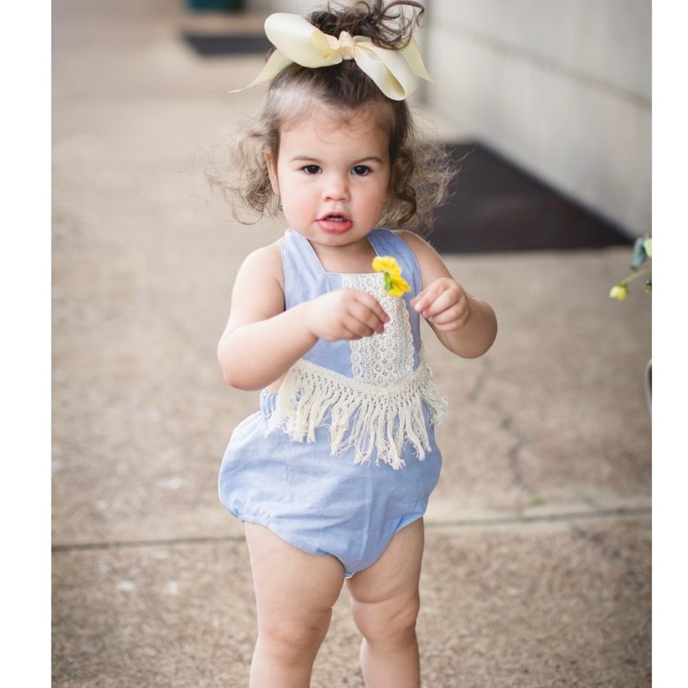 Baby Girl Boho Denim Bubble